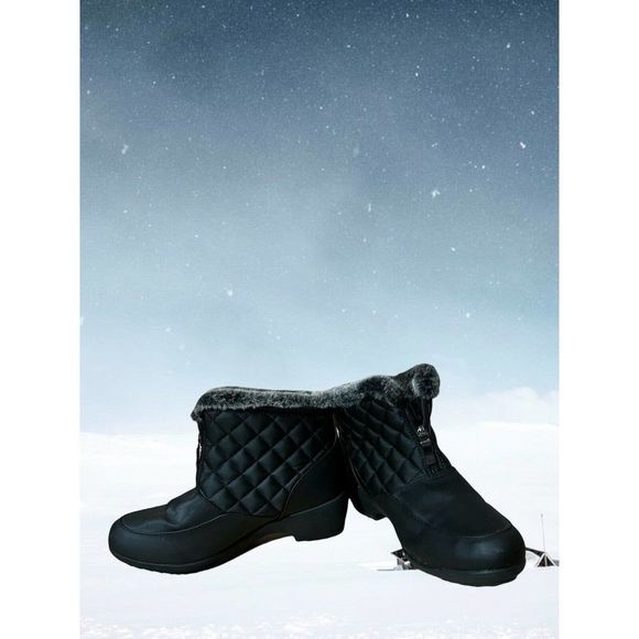 Weatherproof Womens Boots, Style Grace, Sz 8.5, Black w/Fur Trim - Picture 2 of 11